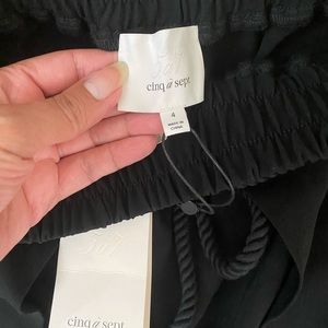 Cinq a Sept 5a7 Women’s Black Lace up tie Accent High Rise Wide Leg Pant size 4